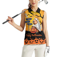 Happy Capy-Boo-Ra Women Sleeveless Polo Shirt Capybara Ghost Trick or Treat - Wonder Print Shop