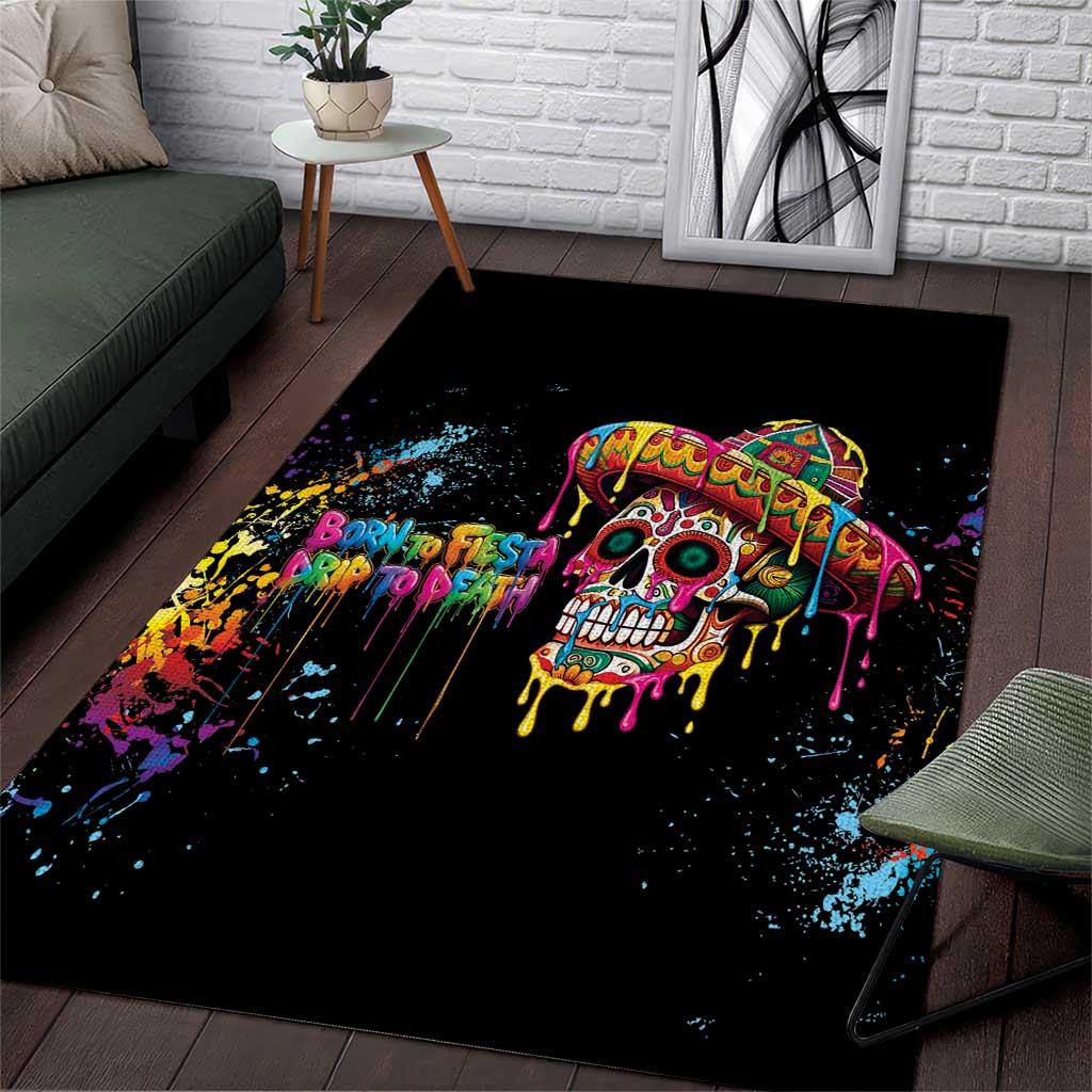 Dripping Sombrero Sugar Skull Area Rug Día de los Muertos - Wonder Print Shop