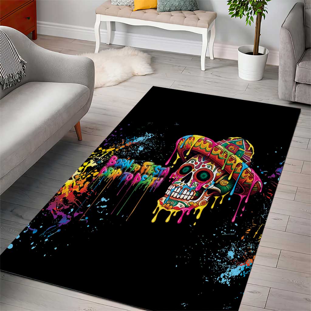 Dripping Sombrero Sugar Skull Area Rug Día de los Muertos - Wonder Print Shop