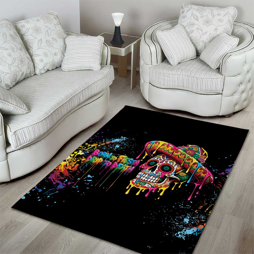Dripping Sombrero Sugar Skull Area Rug Día de los Muertos - Wonder Print Shop