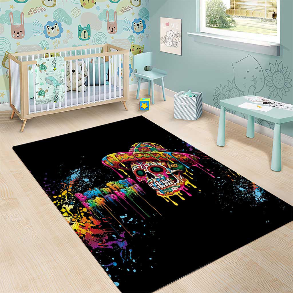 Dripping Sombrero Sugar Skull Area Rug Día de los Muertos - Wonder Print Shop