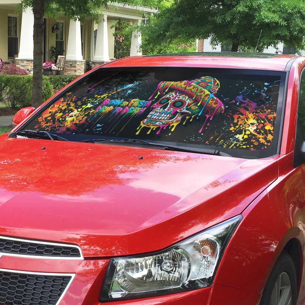 Dripping Sombrero Sugar Skull Auto Sun Shade Día de los Muertos - Wonder Print Shop