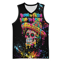 Dripping Sombrero Sugar Skull Basketball Jersey Día de los Muertos - Wonder Print Shop