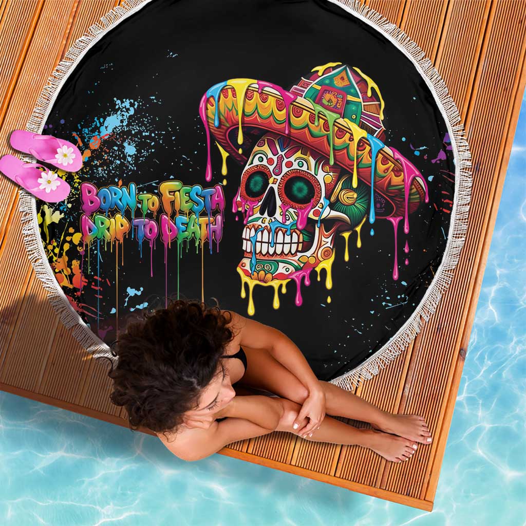 Dripping Sombrero Sugar Skull Beach Blanket Día de los Muertos - Wonder Print Shop