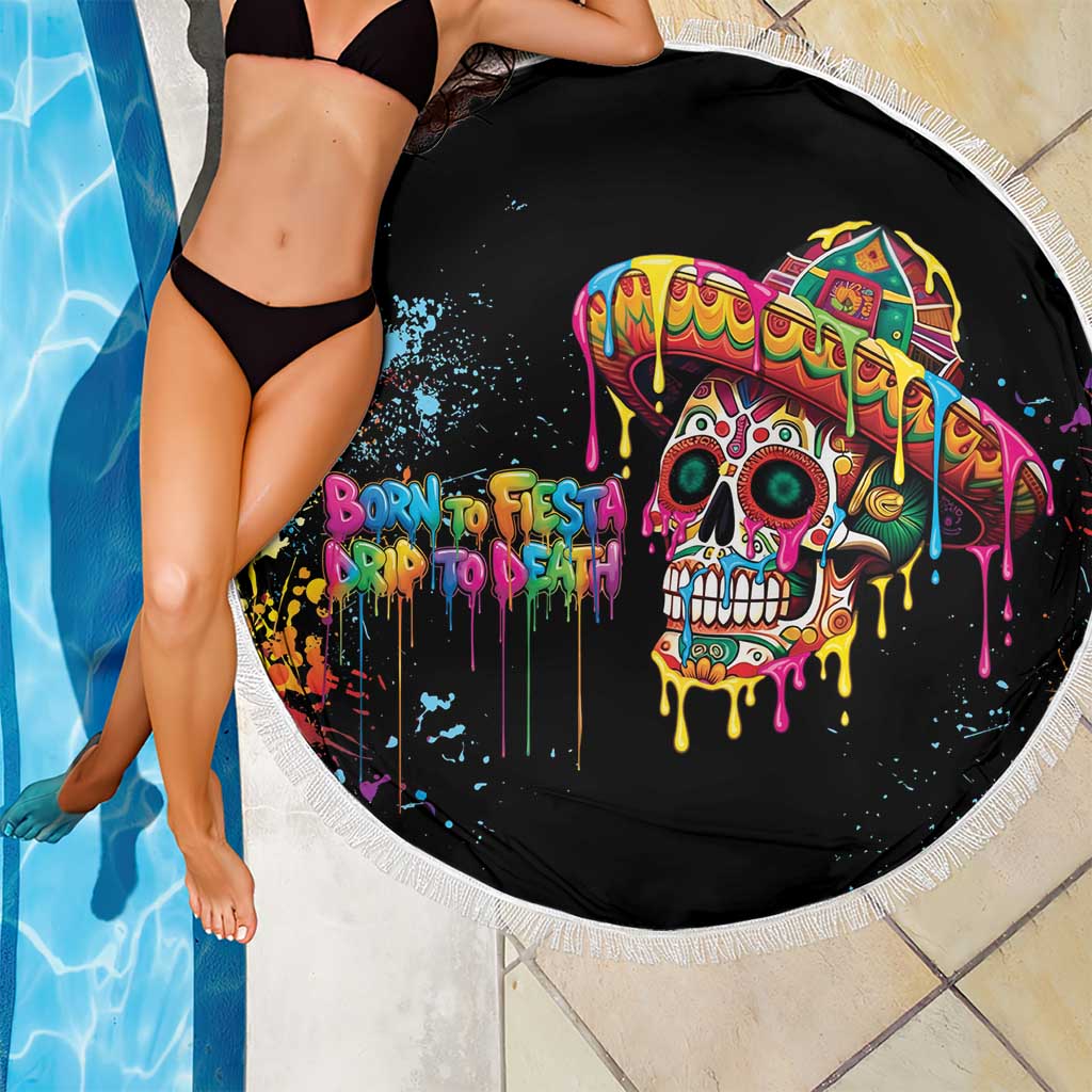 Dripping Sombrero Sugar Skull Beach Blanket Día de los Muertos - Wonder Print Shop