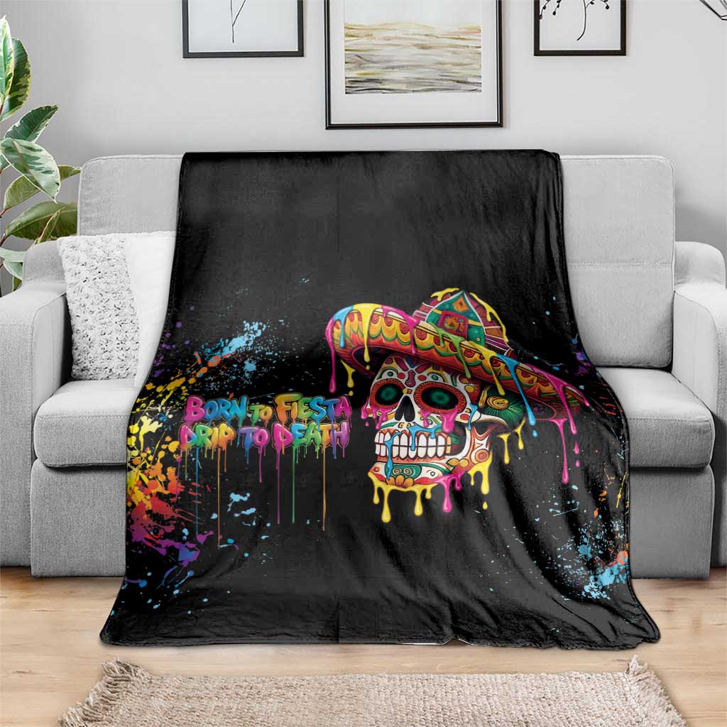 Dripping Sombrero Sugar Skull Blanket Día de los Muertos - Wonder Print Shop