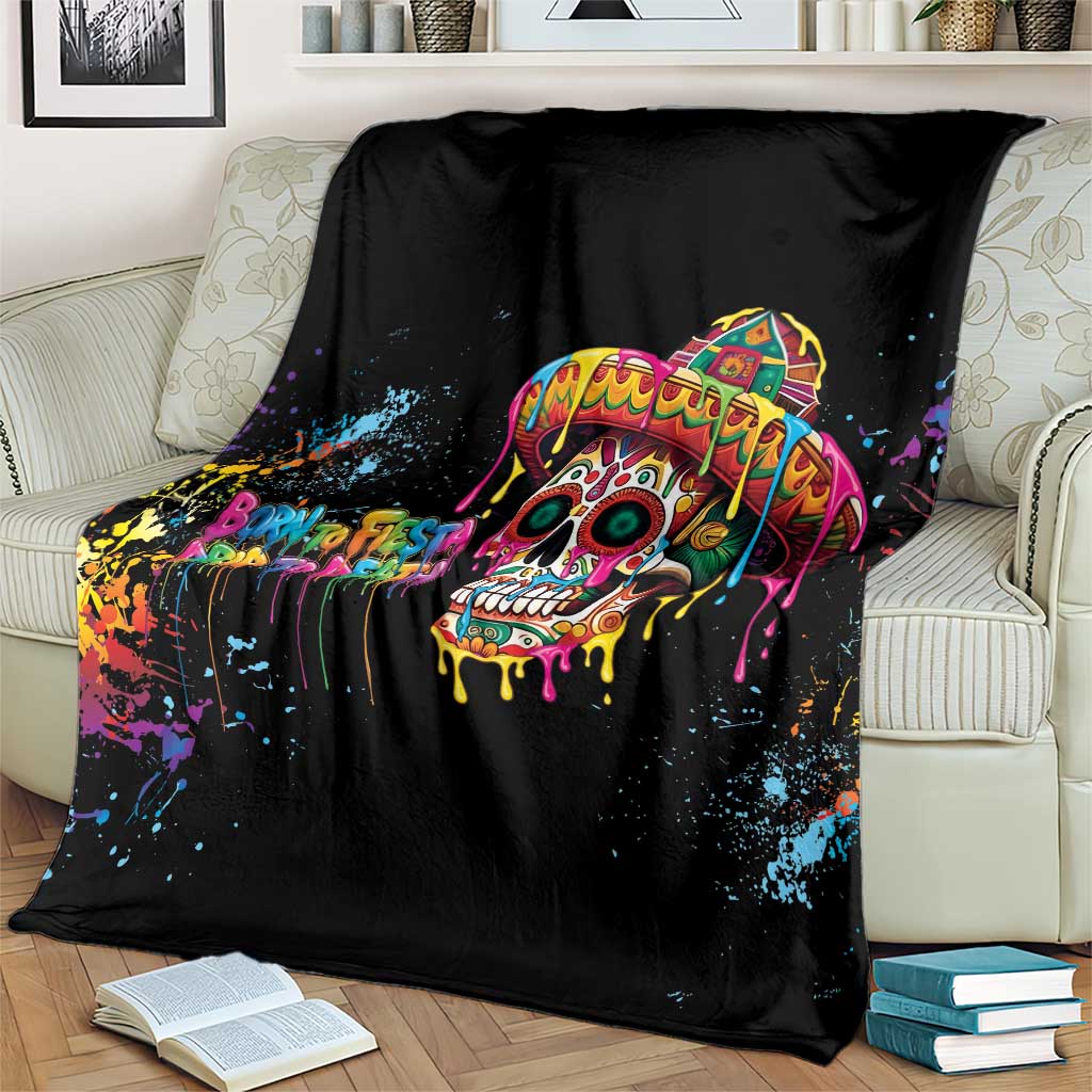 Dripping Sombrero Sugar Skull Blanket Día de los Muertos - Wonder Print Shop