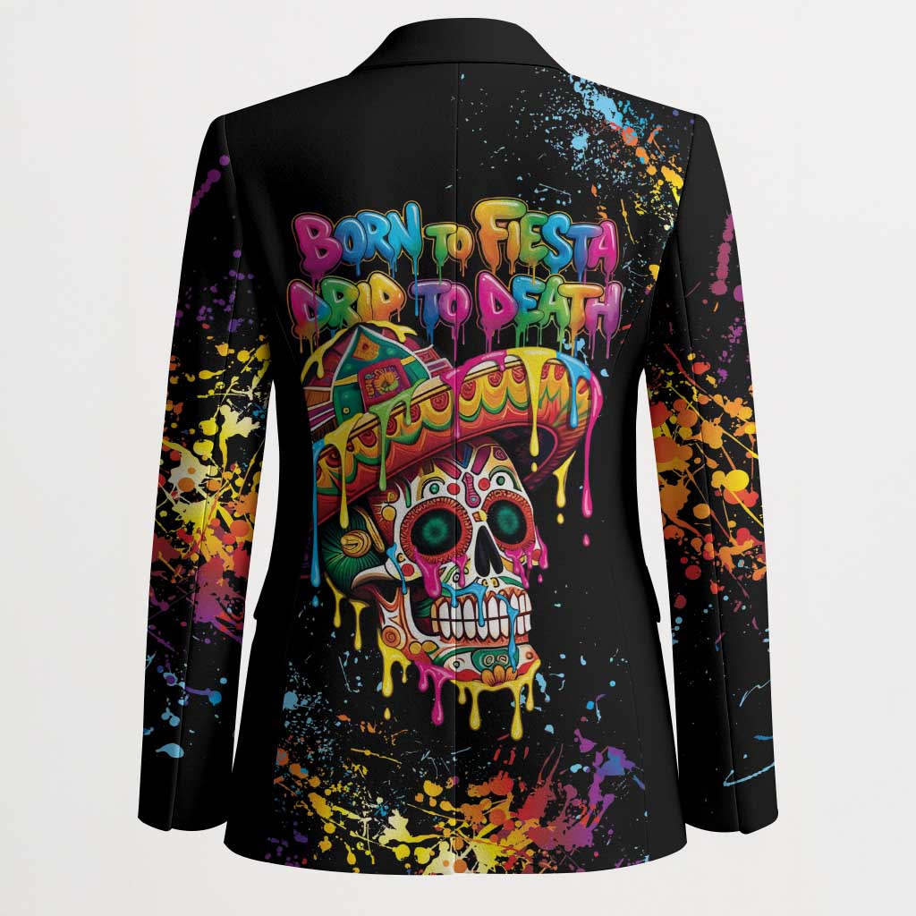 Dripping Sombrero Sugar Skull Blazer Día de los Muertos - Wonder Print Shop