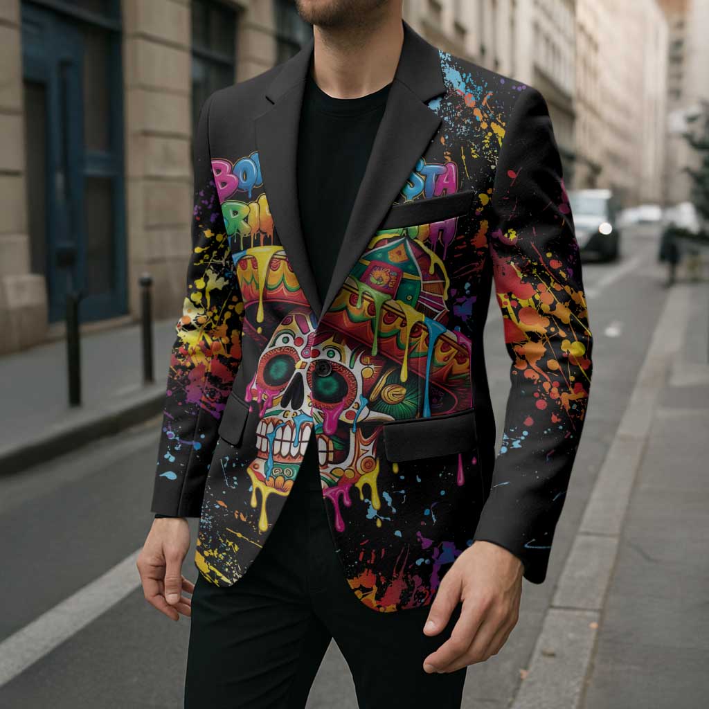 Dripping Sombrero Sugar Skull Blazer Día de los Muertos - Wonder Print Shop