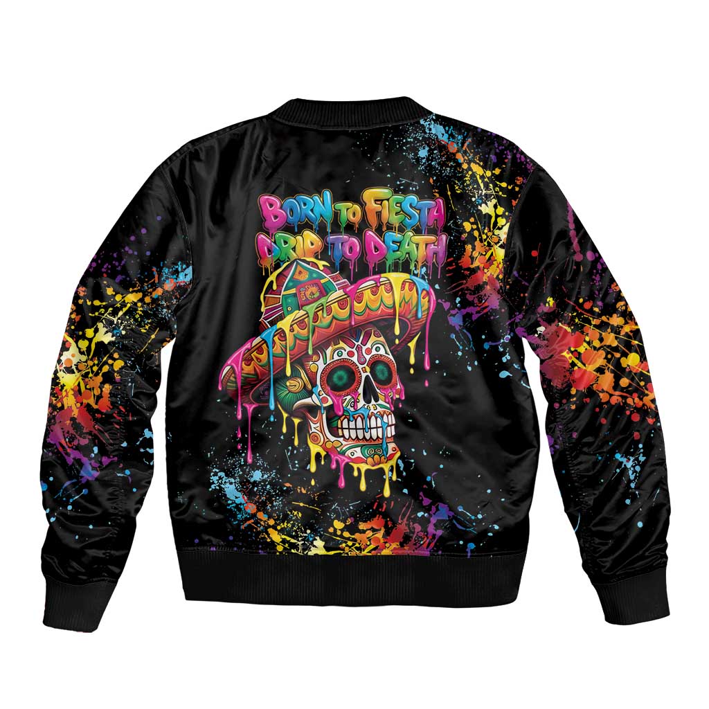 Dripping Sombrero Sugar Skull Bomber Jacket Día de los Muertos - Wonder Print Shop