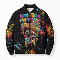 Dripping Sombrero Sugar Skull Bomber Puffer Jacket Día de los Muertos - Wonder Print Shop