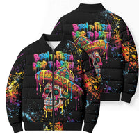 Dripping Sombrero Sugar Skull Bomber Puffer Jacket Día de los Muertos - Wonder Print Shop