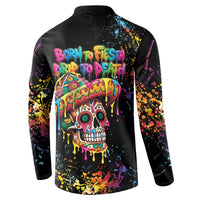 Dripping Sombrero Sugar Skull Button Sweatshirt Día de los Muertos - Wonder Print Shop