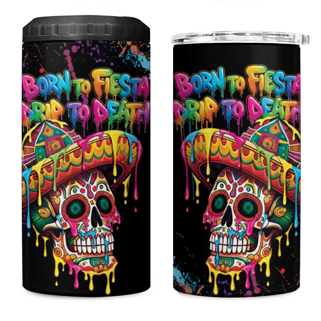 Dripping Sombrero Sugar Skull 4 in 1 Can Cooler Tumbler Día de los Muertos - Wonder Print Shop