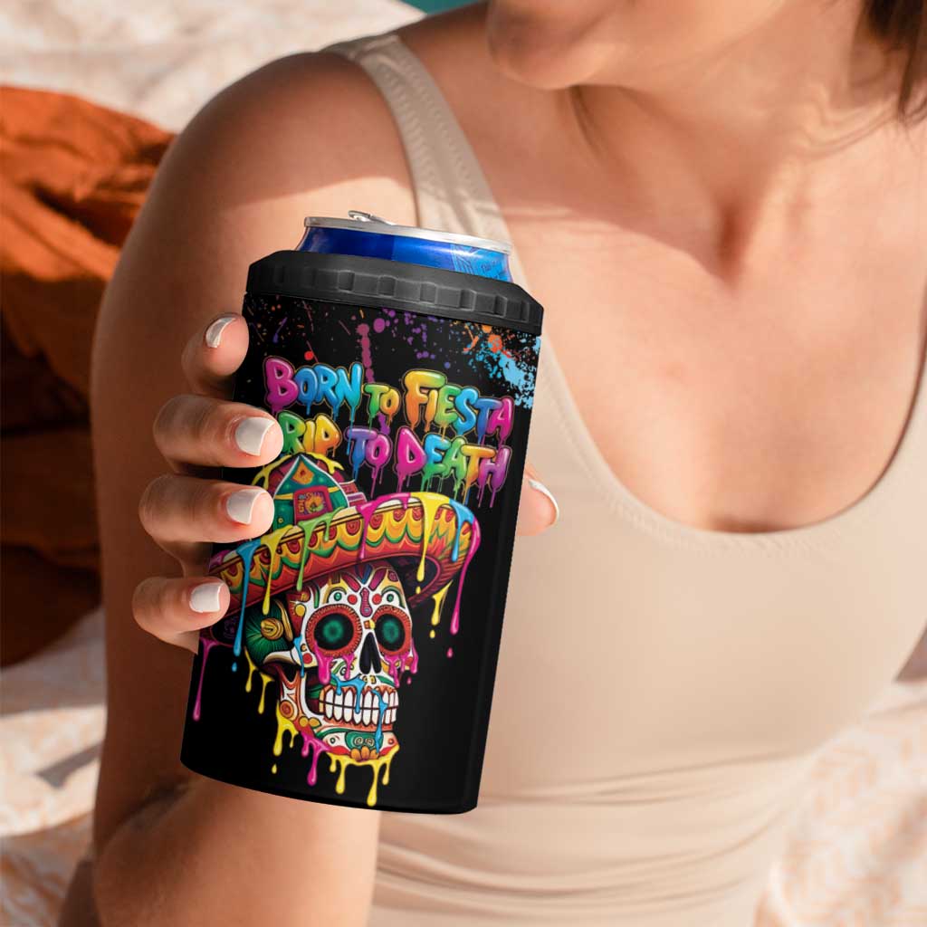 Dripping Sombrero Sugar Skull 4 in 1 Can Cooler Tumbler Día de los Muertos - Wonder Print Shop