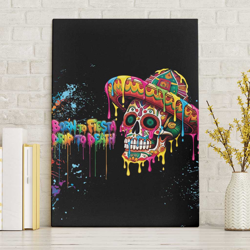 Dripping Sombrero Sugar Skull Canvas Wall Art Día de los Muertos - Wonder Print Shop