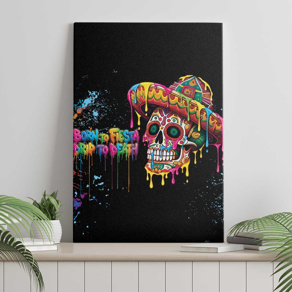 Dripping Sombrero Sugar Skull Canvas Wall Art Día de los Muertos - Wonder Print Shop