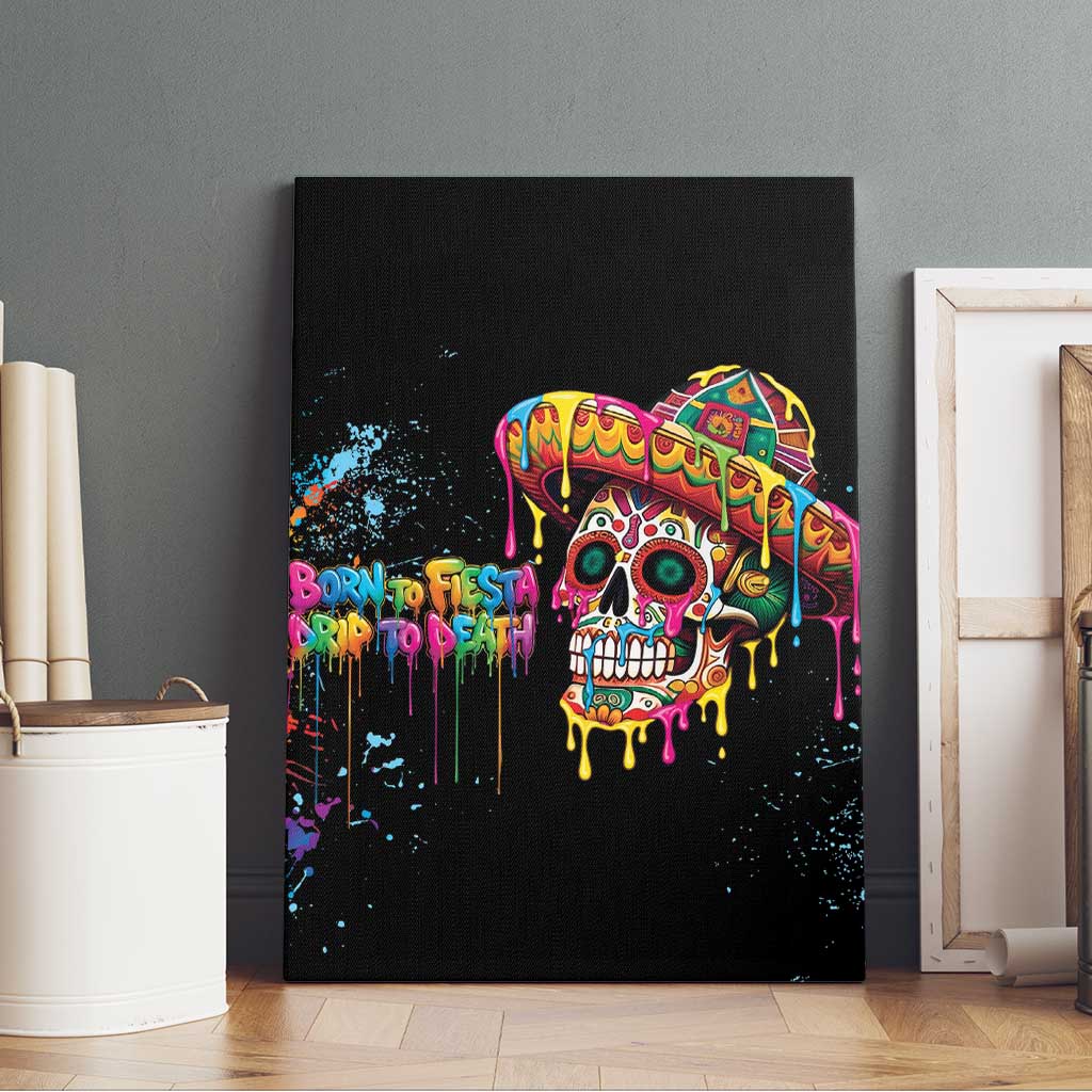 Dripping Sombrero Sugar Skull Canvas Wall Art Día de los Muertos - Wonder Print Shop