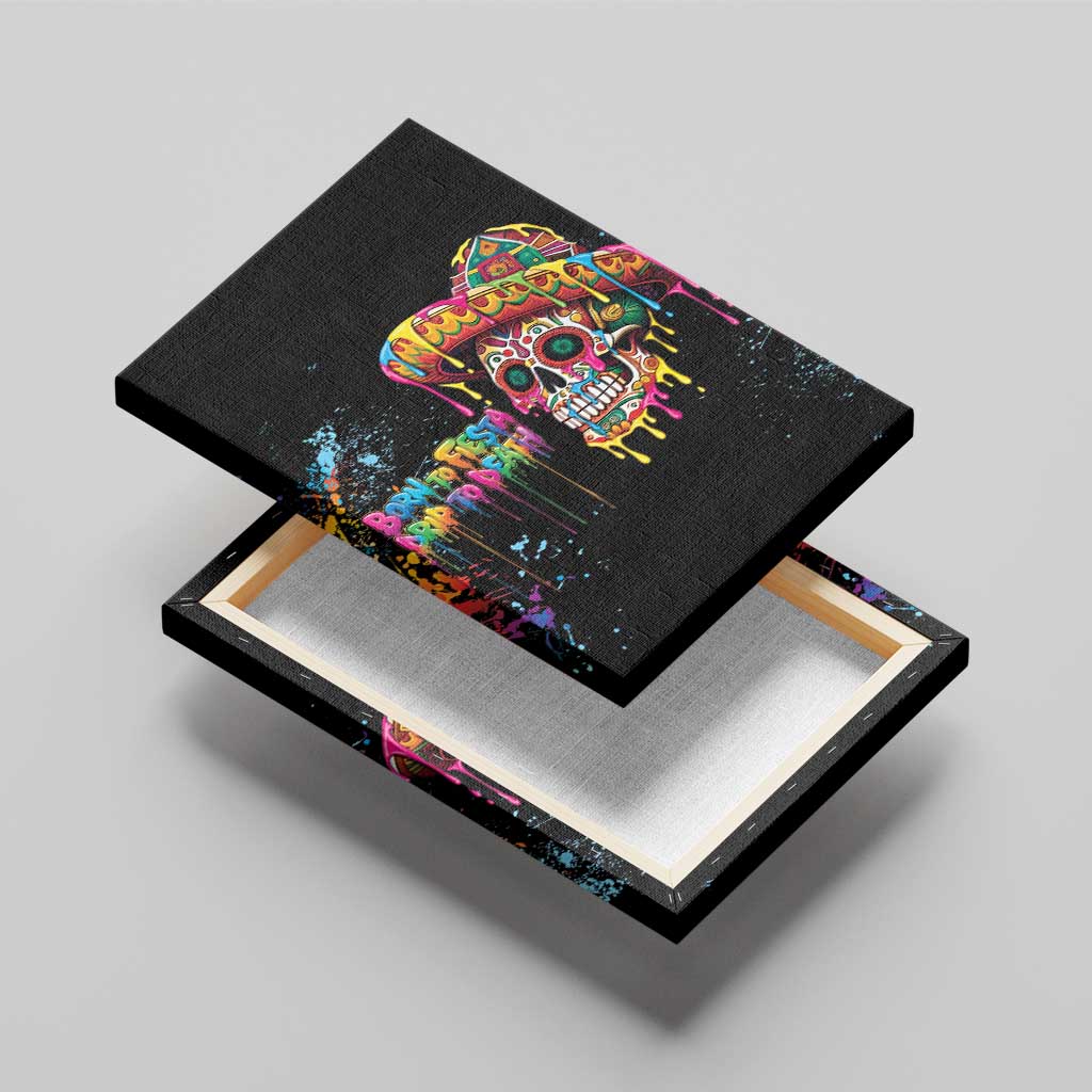 Dripping Sombrero Sugar Skull Canvas Wall Art Día de los Muertos - Wonder Print Shop