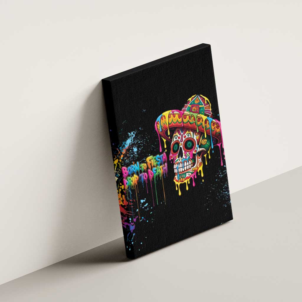 Dripping Sombrero Sugar Skull Canvas Wall Art Día de los Muertos - Wonder Print Shop