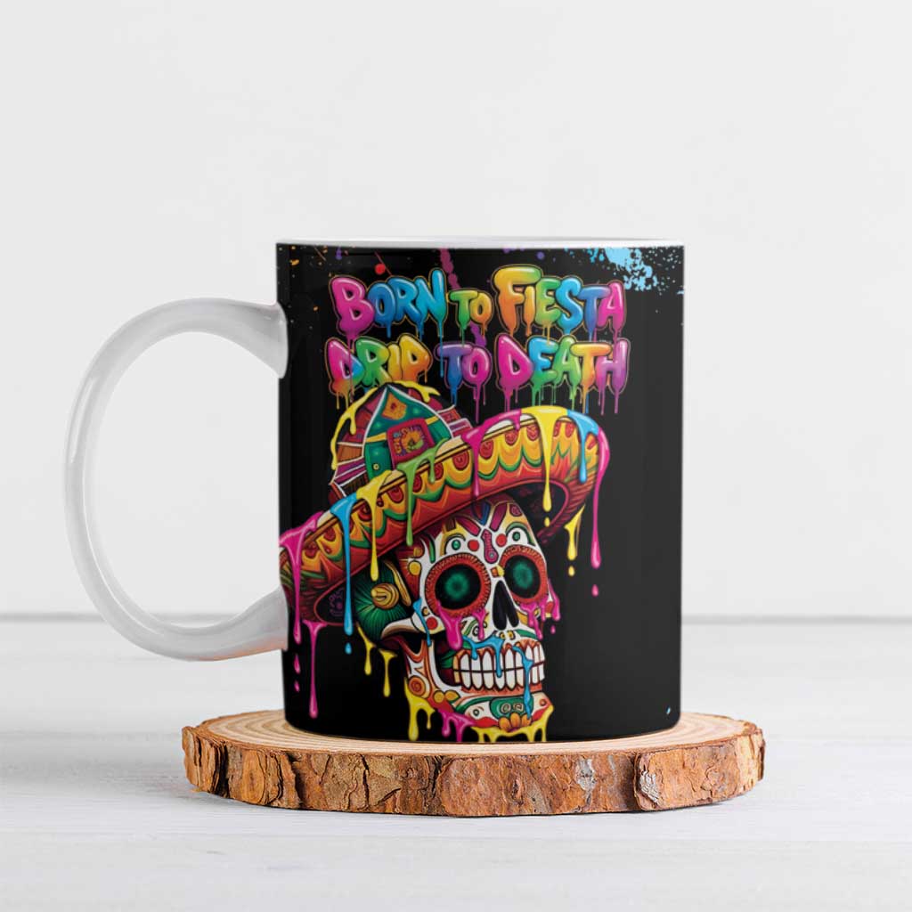 Dripping Sombrero Sugar Skull Ceramic Mug Día de los Muertos - Wonder Print Shop
