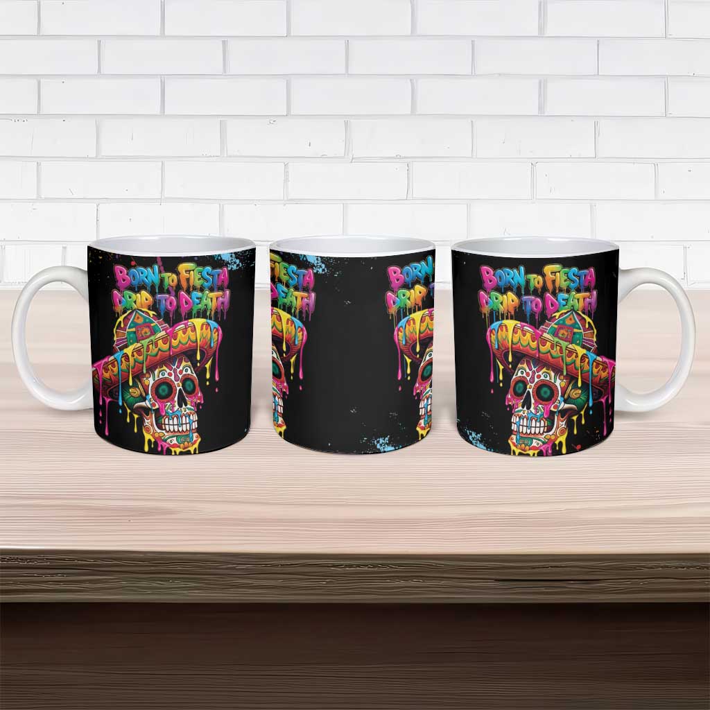 Dripping Sombrero Sugar Skull Ceramic Mug Día de los Muertos - Wonder Print Shop