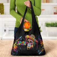 Dripping Sombrero Sugar Skull Grocery Bag Día de los Muertos - Wonder Print Shop