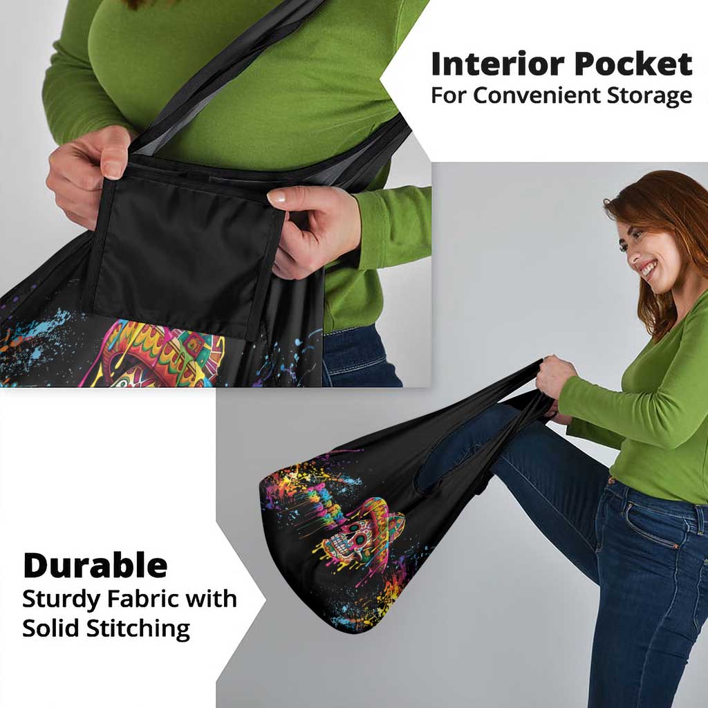 Dripping Sombrero Sugar Skull Grocery Bag Día de los Muertos - Wonder Print Shop