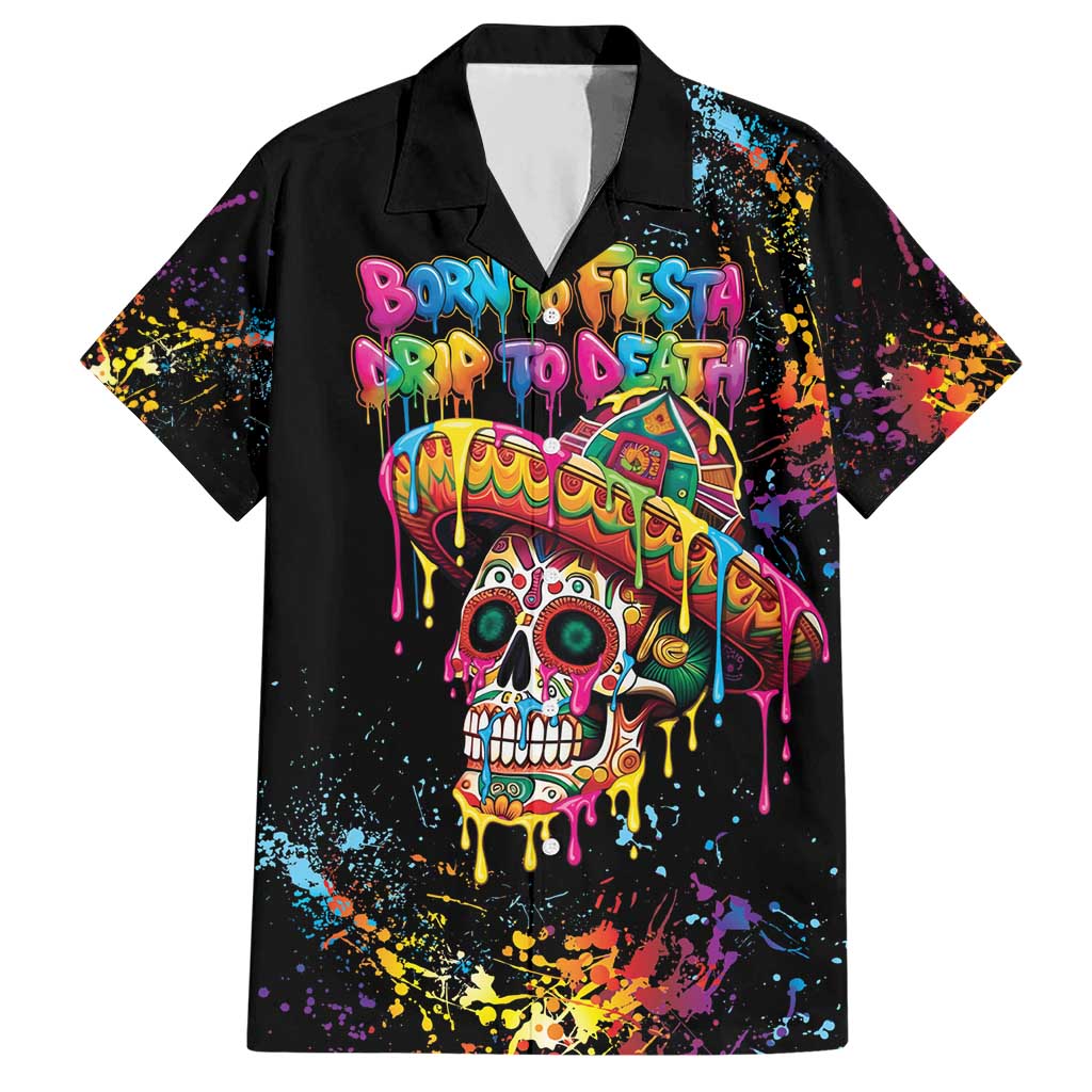Dripping Sombrero Sugar Skull Hawaiian Shirt Día de los Muertos - Wonder Print Shop