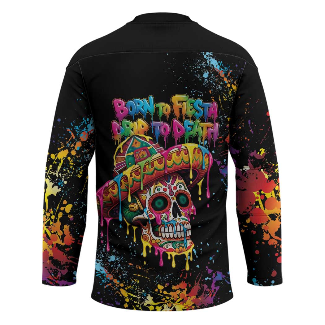 Dripping Sombrero Sugar Skull Hockey Jersey Día de los Muertos - Wonder Print Shop