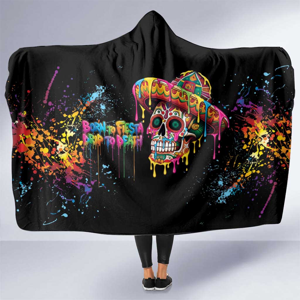 Dripping Sombrero Sugar Skull Hooded Blanket Día de los Muertos - Wonder Print Shop