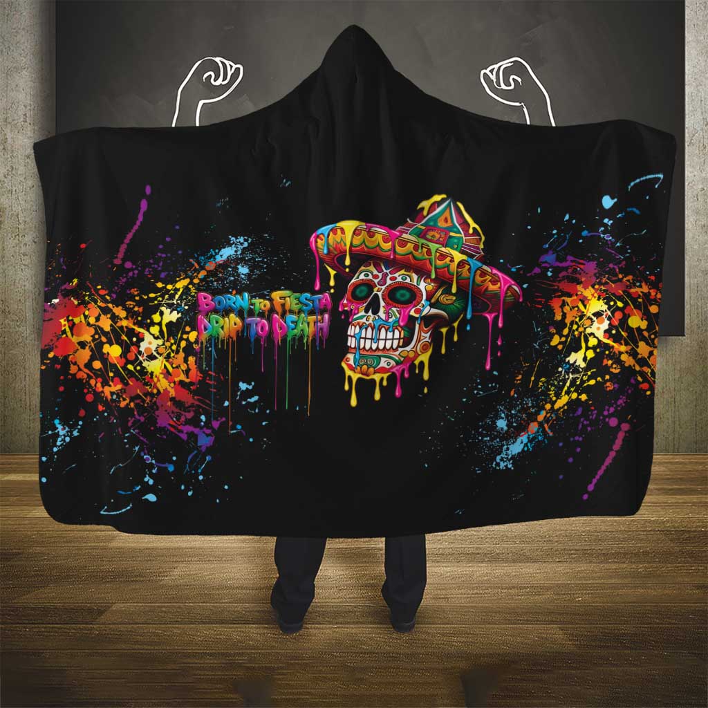 Dripping Sombrero Sugar Skull Hooded Blanket Día de los Muertos - Wonder Print Shop