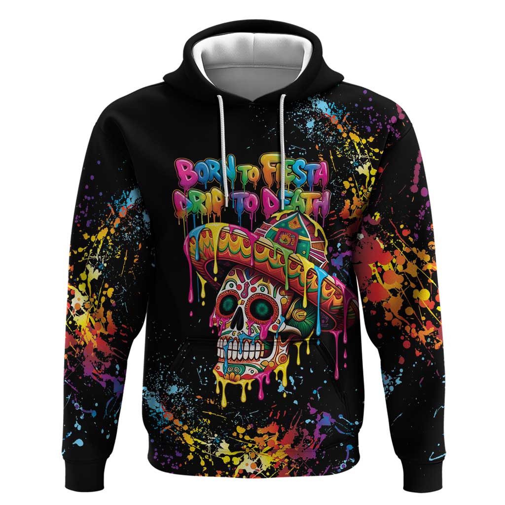 Dripping Sombrero Sugar Skull Hoodie Día de los Muertos - Wonder Print Shop