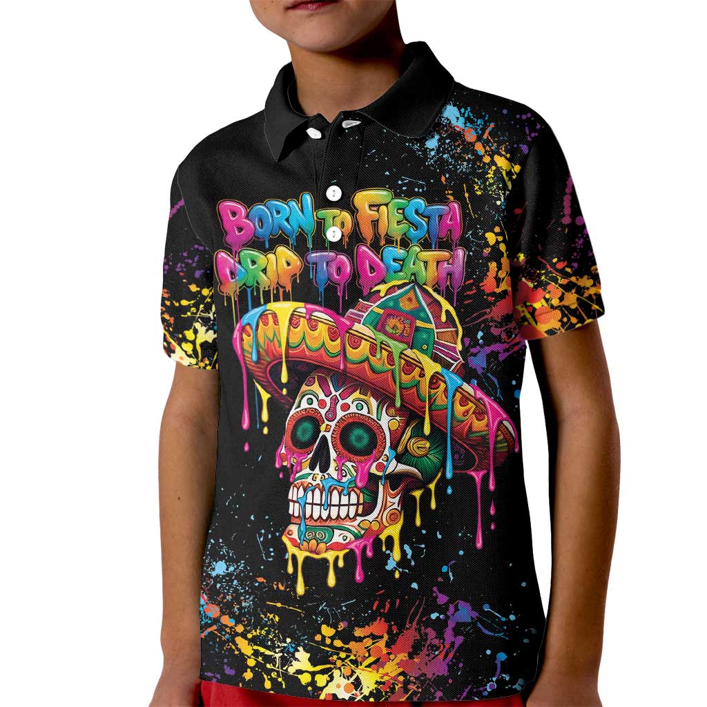 Dripping Sombrero Sugar Skull Kid Polo Shirt Día de los Muertos - Wonder Print Shop