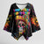 Dripping Sombrero Sugar Skull Kimono Sleeve Blouse Día de los Muertos - Wonder Print Shop