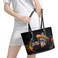 Dripping Sombrero Sugar Skull Leather Tote Bag Día de los Muertos - Wonder Print Shop