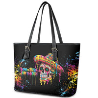 Dripping Sombrero Sugar Skull Leather Tote Bag Día de los Muertos - Wonder Print Shop