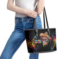 Dripping Sombrero Sugar Skull Leather Tote Bag Día de los Muertos - Wonder Print Shop