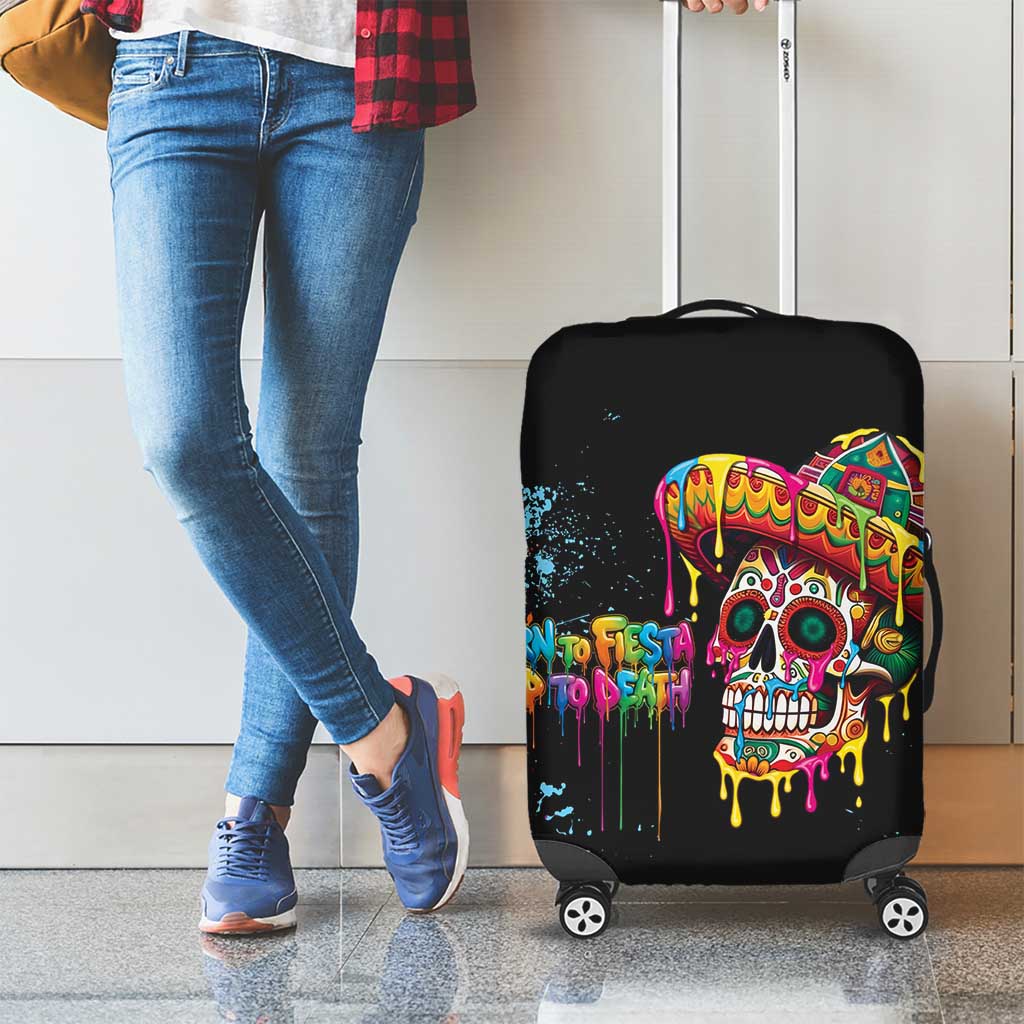 Dripping Sombrero Sugar Skull Luggage Cover Día de los Muertos - Wonder Print Shop