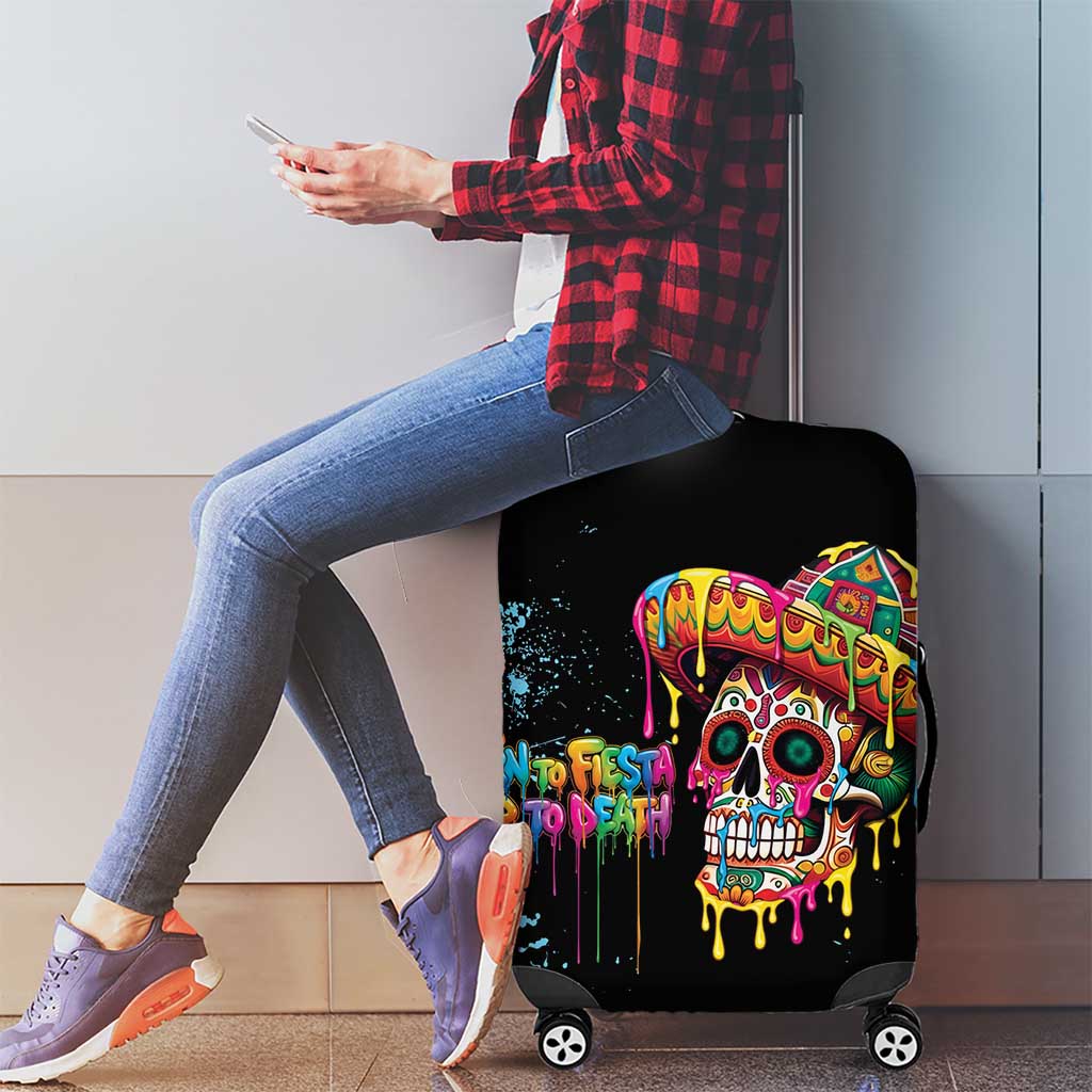 Dripping Sombrero Sugar Skull Luggage Cover Día de los Muertos - Wonder Print Shop