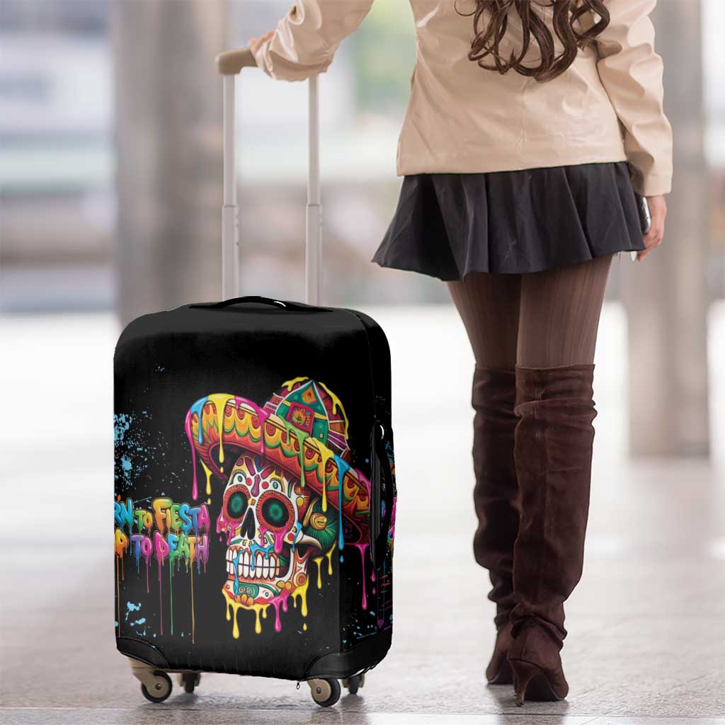 Dripping Sombrero Sugar Skull Luggage Cover Día de los Muertos - Wonder Print Shop