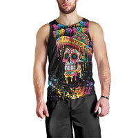 Dripping Sombrero Sugar Skull Men Tank Top Día de los Muertos - Wonder Print Shop