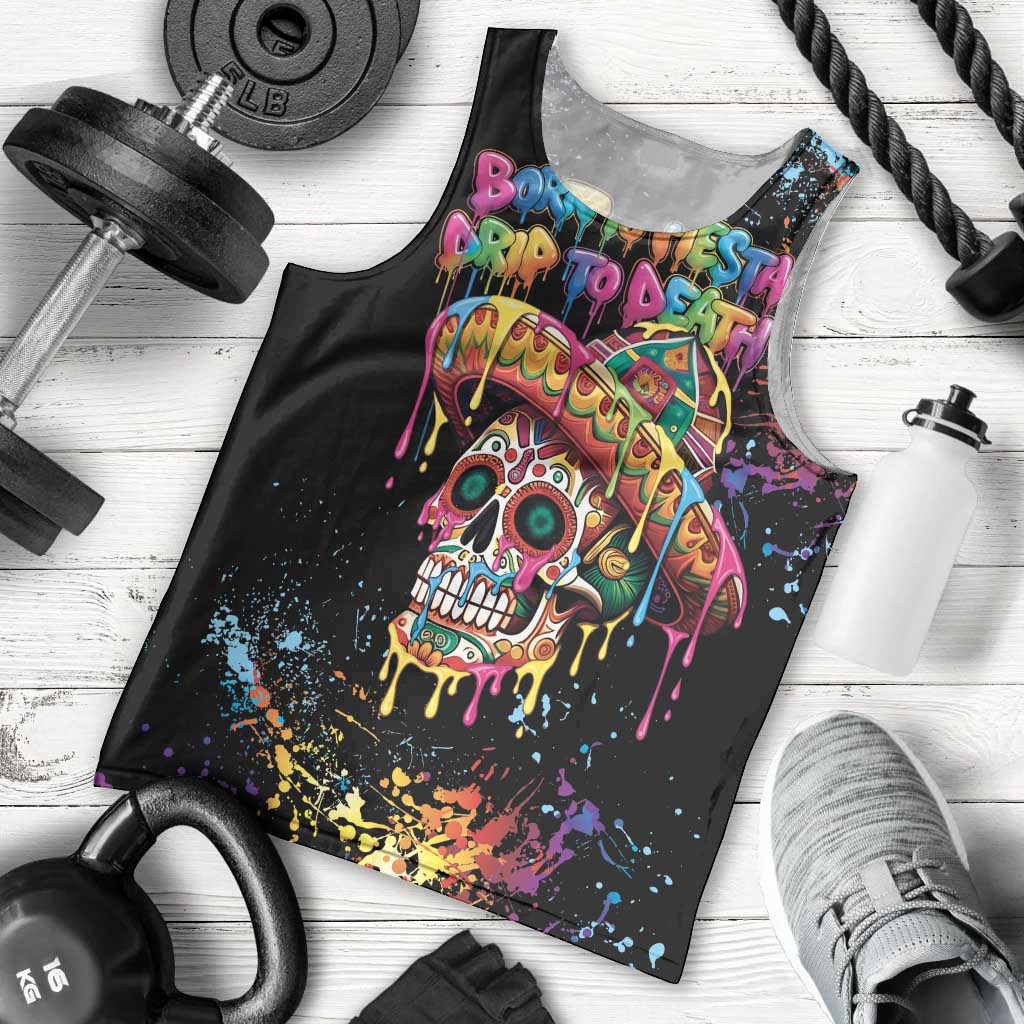 Dripping Sombrero Sugar Skull Men Tank Top Día de los Muertos - Wonder Print Shop