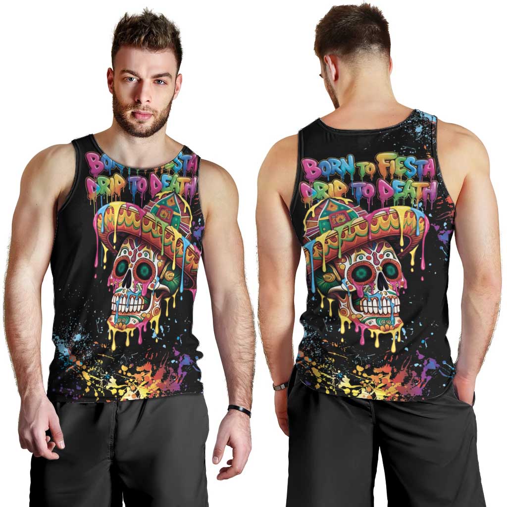 Dripping Sombrero Sugar Skull Men Tank Top Día de los Muertos - Wonder Print Shop
