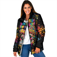 Dripping Sombrero Sugar Skull Padded Jacket Día de los Muertos - Wonder Print Shop