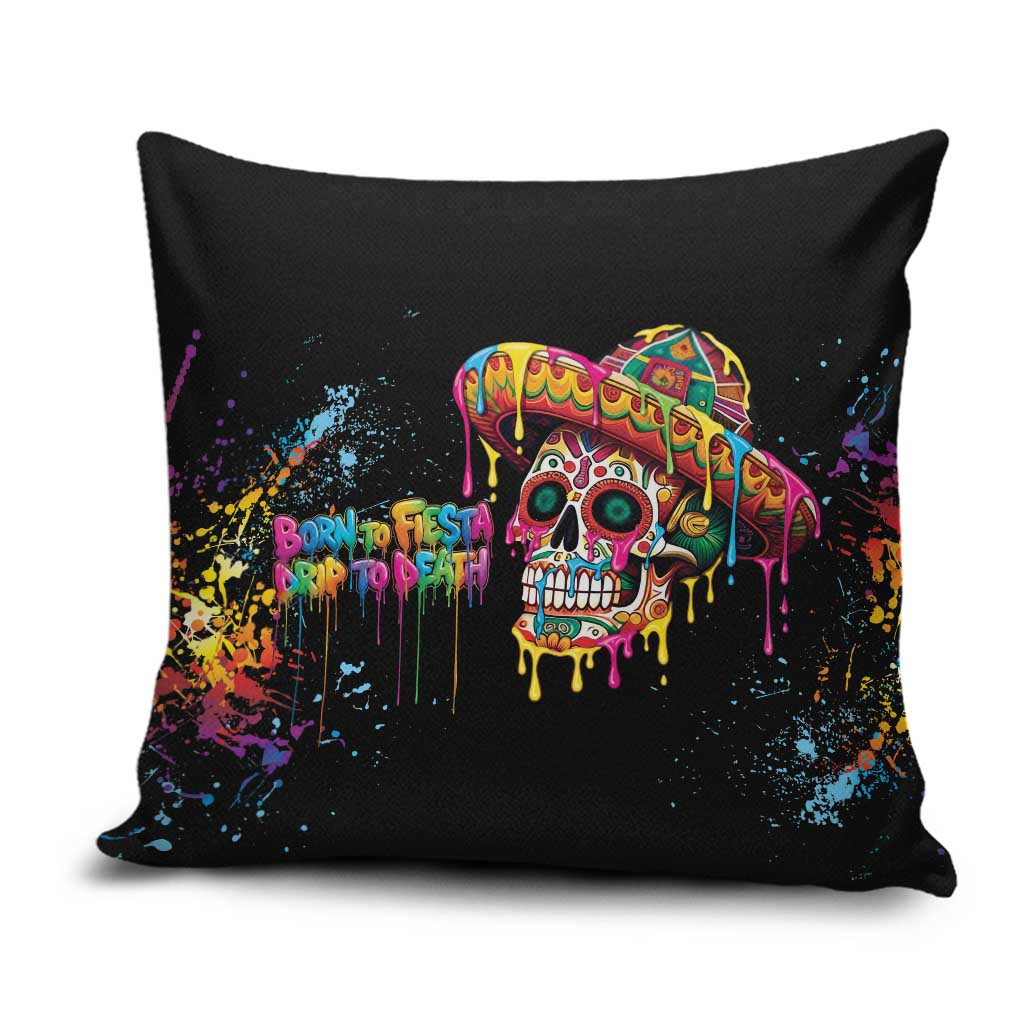 Dripping Sombrero Sugar Skull Pillow Cover Día de los Muertos - Wonder Print Shop