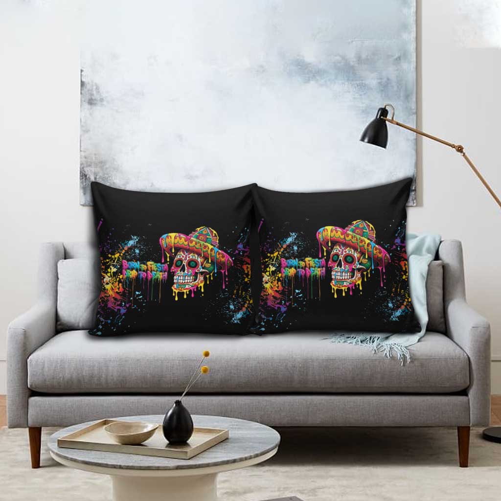 Dripping Sombrero Sugar Skull Pillow Cover Día de los Muertos - Wonder Print Shop