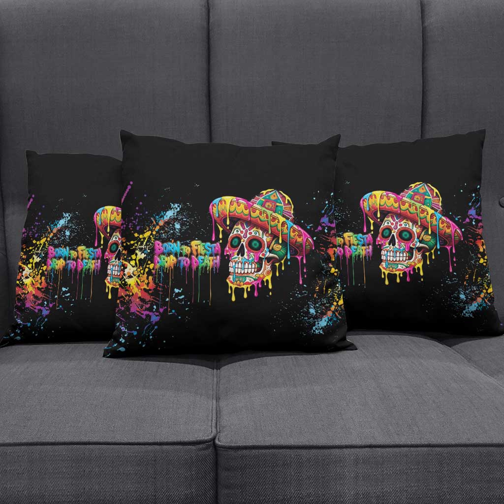 Dripping Sombrero Sugar Skull Pillow Cover Día de los Muertos - Wonder Print Shop