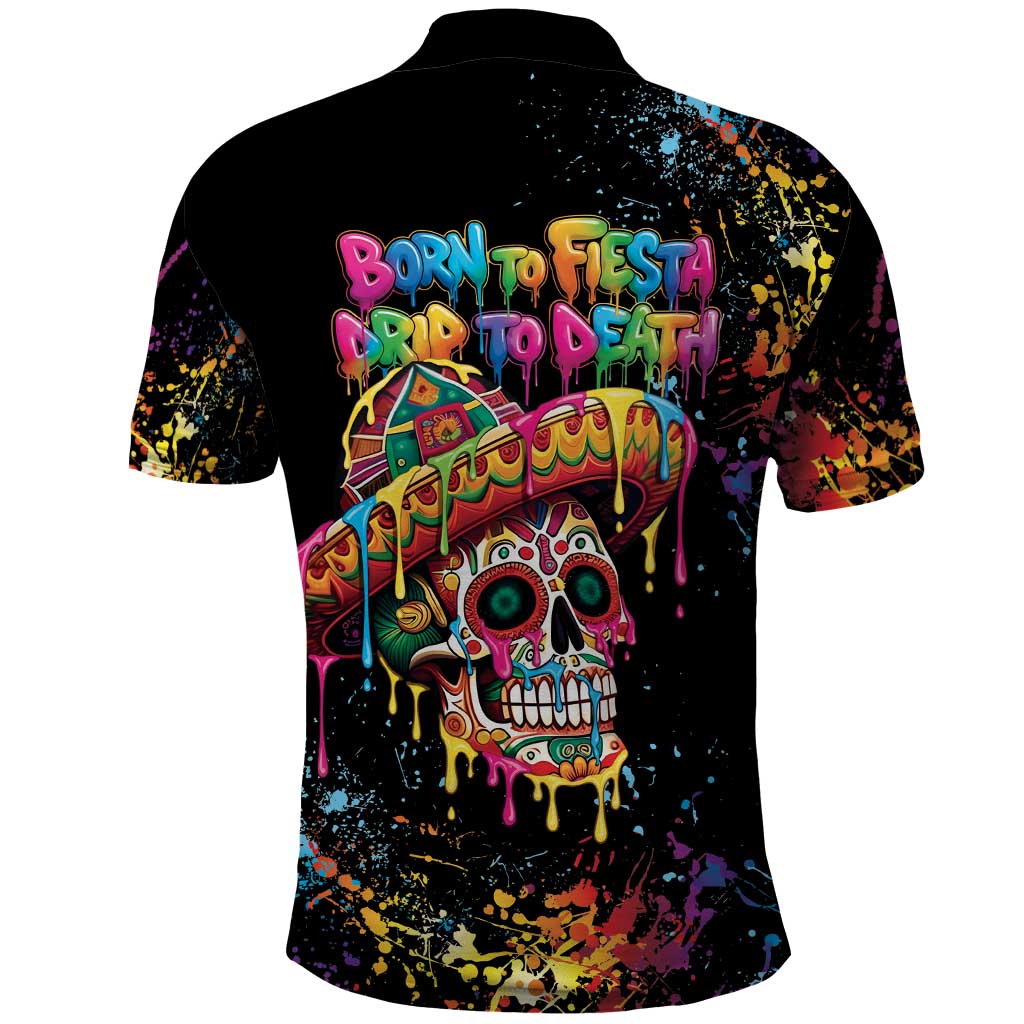 Dripping Sombrero Sugar Skull Polo Shirt Día de los Muertos - Wonder Print Shop