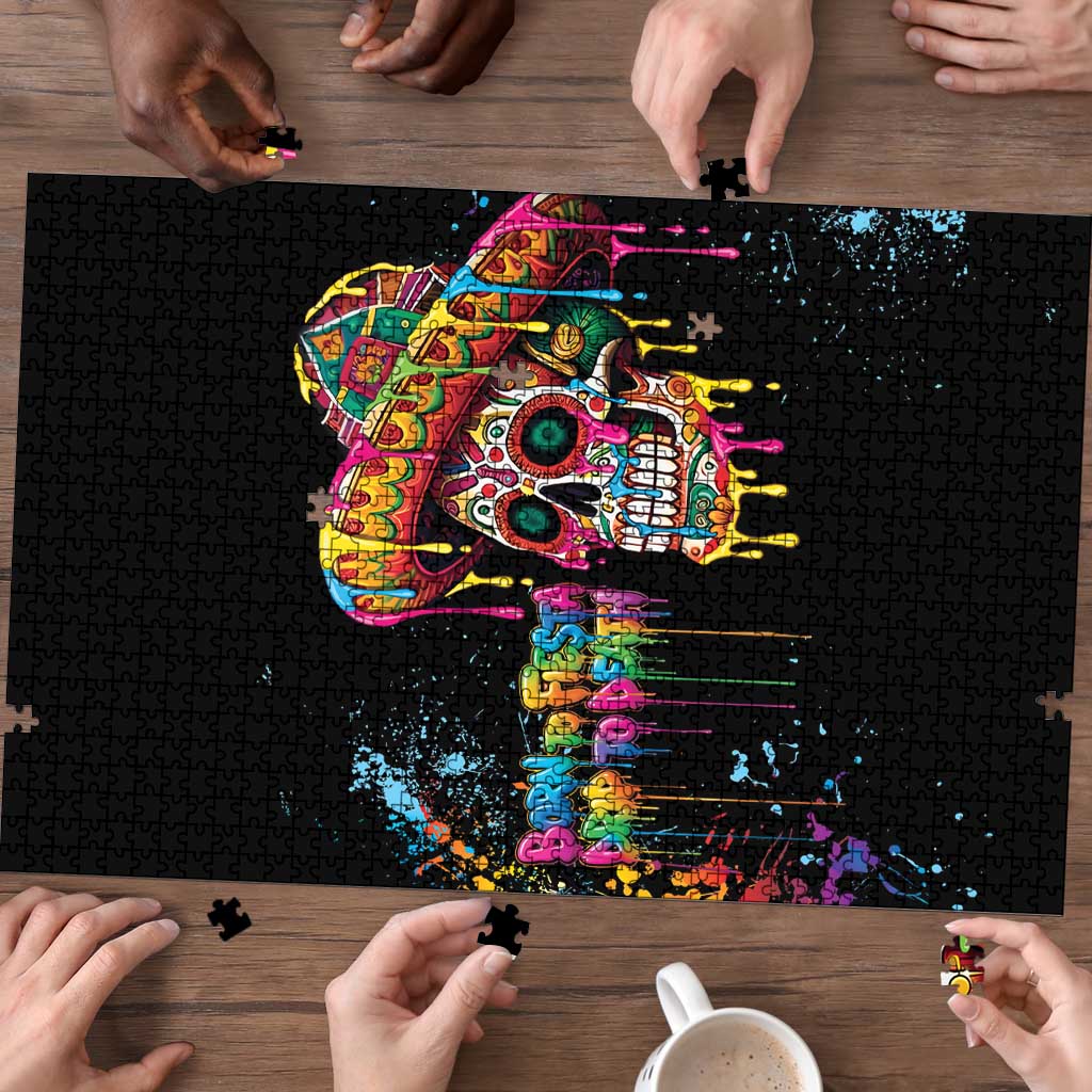 Dripping Sombrero Sugar Skull Puzzle Día de los Muertos - Wonder Print Shop